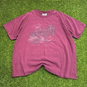 Vintage 90s Northern Reflection Wilderness Graphic Tee - Deep Berry